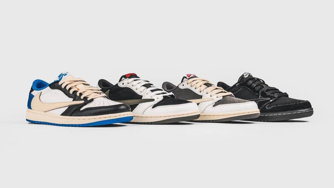 Conjunto de 4 pares da colaboração Jordan com o Travis Scott